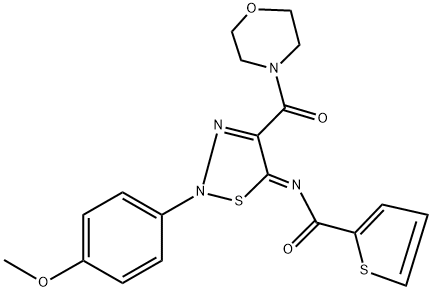 N-[(5Z)-2-(4-METHOXYPHENYL)-4-(MORPHOLIN-4-YLCARBONYL)-1,2,3-THIADIAZOL-5(2H)-YLIDENE]THIOPHENE-2-CARBOXAMIDE 结构式