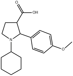 1-CYCLOHEXYL-2-(4-METHOXYPHENYL)PYRROLIDINE-3-CARBOXYLIC ACID 结构式