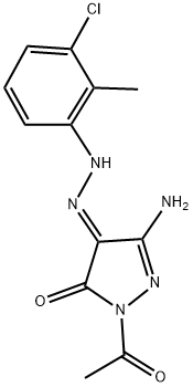 (4E)-1-Acetyl-3-amino-1H-pyrazole-4,5-dione 4-[(3-chloro-2-methylphenyl)hydrazone] 结构式