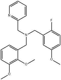 (2,3-DIMETHOXY-BENZYL)-(2-FLUORO-5-METHOXY-BENZYL)-PYRIDIN-2-YLMETHYL-AMINE 结构式