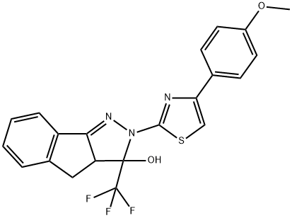 2-[4-(4-METHOXYPHENYL)-1,3-THIAZOL-2-YL]-3-(TRIFLUOROMETHYL)-2,3,3A,4-TETRAHYDROINDENO[1,2-C]PYRAZOL-3-OL 结构式