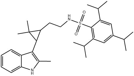 N-(2-(2,2-DIMETHYL-3-(2-METHYL-1H-INDOL-3-YL)CYCLOPROPYL)ETHYL)-2,4,6-TRIISOPROPYLBENZENESULFONAMIDE 结构式