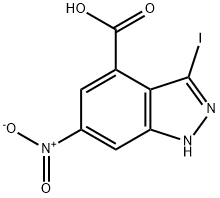 3-碘-6-硝基-1H-吲唑-4-羧酸 结构式