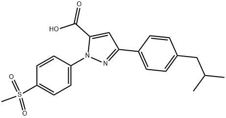 3-(4-ISOBUTYLPHENYL)-1-(4-(METHYLSULFONYL)PHENYL)-1H-PYRAZOLE-5-CARBOXYLIC ACID 结构式