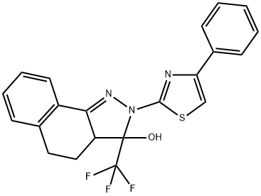 2-(4-PHENYL-1,3-THIAZOL-2-YL)-3-(TRIFLUOROMETHYL)-3,3A,4,5-TETRAHYDRO-2H-BENZO[G]INDAZOL-3-OL 结构式