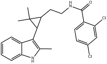 2,4-DICHLORO-N-{2-[2,2-DIMETHYL-3-(2-METHYL-1H-INDOL-3-YL)CYCLOPROPYL]ETHYL}BENZAMIDE 结构式