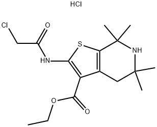 ETHYL 2-[(CHLOROACETYL)AMINO]-5,5,7,7-TETRAMETHYL-4,5,6,7-TETRAHYDROTHIENO[2,3-C]PYRIDINE-3-CARBOXYLATE HYDROCHLORIDE 结构式