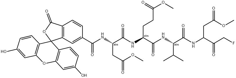 FLUORESCEIN-6-CARBONYL-ASP(OME)-GLU(OME)-VAL-DL-ASP(OME)-FLUOROMETHYLKETONE 结构式