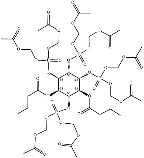 4,5-DI-O-BUTYRYL-MYO-INOSITOL 1,2,3,5-TETRAKISPHOSPHATE-OCTAKIS(ACETOXYMETHYL) ESTER 结构式