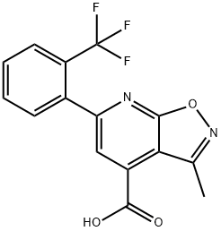 3-甲基-6-[2-(三氟甲基)苯基]-[1,2]噁唑并[5,4-B]吡啶-4-羧酸 结构式