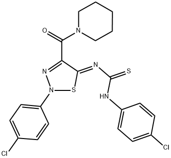 N-(4-CHLOROPHENYL)-N'-[(5Z)-2-(4-CHLOROPHENYL)-4-(PIPERIDIN-1-YLCARBONYL)-1,2,3-THIADIAZOL-5(2H)-YLIDENE]THIOUREA 结构式