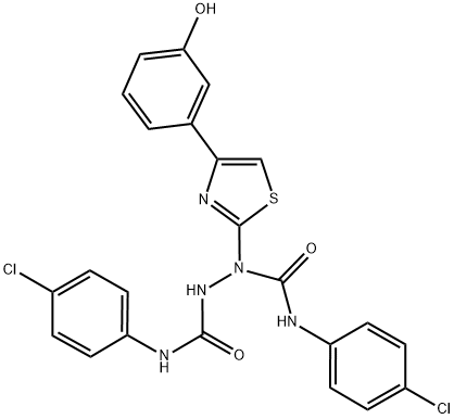 N1,N2-BIS(4-CHLOROPHENYL)-1-(4-(3-HYDROXYPHENYL)THIAZOL-2-YL)HYDRAZINE-1,2-DICARBOXAMIDE 结构式