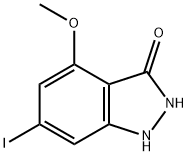 3-HYDROXY-6-IODO-4-METHOXY (1H)INDAZOLE 结构式