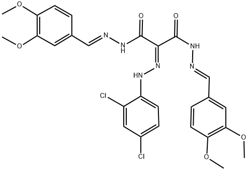 (N'1E,N'3E)-2-(2-(2,4-DICHLOROPHENYL)HYDRAZONO)-N'1,N'3-BIS(3,4-DIMETHOXYBENZYLIDENE)MALONOHYDRAZIDE 结构式