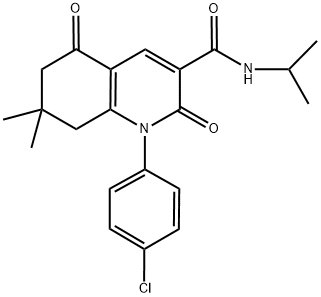 1-(4-CHLOROPHENYL)-N-ISOPROPYL-7,7-DIMETHYL-2,5-DIOXO-1,2,5,6,7,8-HEXAHYDROQUINOLINE-3-CARBOXAMIDE 结构式
