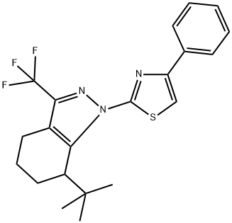 7-TERT-BUTYL-1-(4-PHENYL-1,3-THIAZOL-2-YL)-3-(TRIFLUOROMETHYL)-4,5,6,7-TETRAHYDRO-1H-INDAZOLE 结构式
