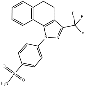 4,5-DIHYDRO-4-[3-(TRIFLUOROMETHYL)BENZO-[G]-INDAZOL-1-YL]BENZENESULFONAMIDE 结构式