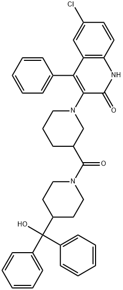 6-CHLORO-3-(3-(4-(HYDROXYDIPHENYLMETHYL)PIPERIDINE-1-CARBONYL)PIPERIDIN-1-YL)-4-PHENYLQUINOLIN-2(1H)-ONE 结构式