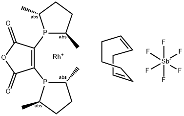 (-)-2,3-BIS[(2R,5R)-2,5-DIMETHYLPHOSPHOLANYL]MALEIC ANHYDRIDE(1,5-CYCLOOCTADIENE)RHODIUM (I) HEXAFLUOROANTIMONATE 结构式