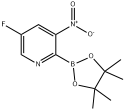 5-氟-3-硝基-2-(4,4,5,5-四甲基-1,3,2-二氧硼杂环戊烷-2-基)吡啶 结构式