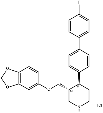 TRANS-3-(BENZO[1,3]DIOXOL-5-YLOXYMETHYL)-4-(4'-FLUORO-BIPHENYL-4-YL)-PIPERIDINE HYDROCHLORIDE 结构式