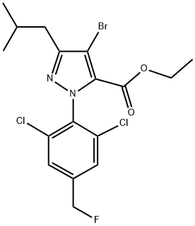 4-Bromo-1-[2,6-dichloro-4-(fluoromethyl)phenyl]-3-(2-methylpropyl)-1H-pyrazole-5-carboxylic acid ethyl ester 结构式