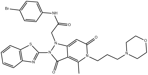 2-(2-(BENZO[D]THIAZOL-2-YL)-4-METHYL-5-(3-MORPHOLINOPROPYL)-3,6-DIOXO-2,3,5,6-TETRAHYDROPYRAZOLO[4,3-C]PYRIDIN-1-YL)-N-(4-BROMOPHENYL)ACETAMIDE 结构式