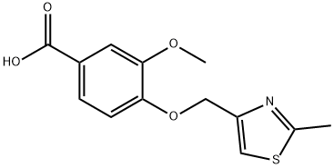 3-METHOXY-4-[(2-METHYL-1,3-THIAZOL-4-YL)METHOXY]BENZOIC ACID 结构式