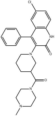6-CHLORO-4-PHENYL-3-[3-((4-METHYLPIPERAZIN-1-YL)CARBONYL)PIPERIDIN-1-YL]QUINOLIN-2(1H)-ONE 结构式