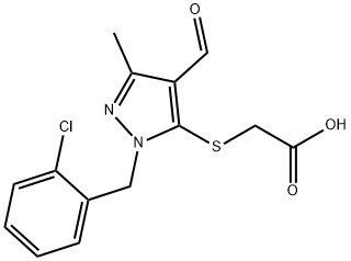 2-((1-(2-氯苯甲基)-4-甲酰基-3-甲基-1H-吡唑-5-基)硫代)乙酸 结构式