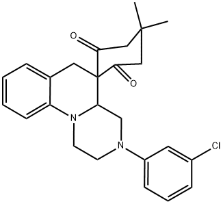 Spiro[5,5-dimethyl-1,3-cyclohexanedione-2,5'-(3'-(3'-chlorophenyl)-2',3',4',4a',5',6'-hexahydro-1'H-pyrazino[1',2'-a]quinoline)] 结构式