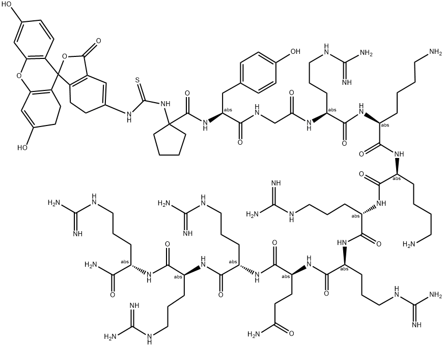 荧光标记细胞穿膜肽 FITC-LC-TAT(47-57) 结构式
