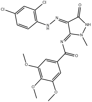 (Z)-N-((E)-4-(2-(2,4-DICHLOROPHENYL)HYDRAZONO)-2-METHYL-5-OXOPYRAZOLIDIN-3-YLIDENE)-3,4,5-TRIMETHOXYBENZAMIDE 结构式