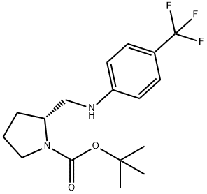 (R)-1-BOC-2-([(4-TRIFLUOROMETHYL-PHENYL)-AMINO]-METHYL)-PYRROLIDINE 结构式