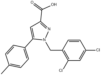 1-(2,4-DICHLOROBENZYL)-5-P-TOLYL-1H-PYRAZOLE-3-CARBOXYLIC ACID 结构式