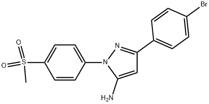 3-(4-BROMOPHENYL)-1-(4-(METHYLSULFONYL)PHENYL)-1H-PYRAZOL-5-AMINE 结构式