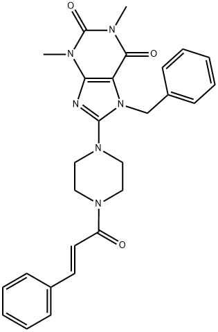 7-BENZYL-1,3-DIMETHYL-8-{4-[(2E)-3-PHENYLPROP-2-ENOYL]PIPERAZIN-1-YL}-3,7-DIHYDRO-1H-PURINE-2,6-DIONE 结构式