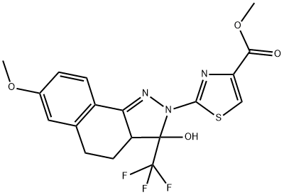 METHYL 2-[3-HYDROXY-7-METHOXY-3-(TRIFLUOROMETHYL)-3,3A,4,5-TETRAHYDRO-2H-BENZO[G]INDAZOL-2-YL]-1,3-THIAZOLE-4-CARBOXYLATE 结构式