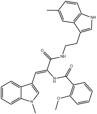 (Z)-2-METHOXY-N-(1-(1-METHYL-1H-INDOL-3-YL)-3-(2-(5-METHYL-1H-INDOL-3-YL)ETHYLAMINO)-3-OXOPROP-1-EN-2-YL)BENZAMIDE 结构式