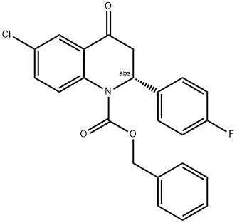 (2R)-1-BENZYLOXYCARBONYL-6-CHLORO-2-(4-FLUOROPHENYL)-2,3-DIHYDRO-4-QUINOLONE 结构式