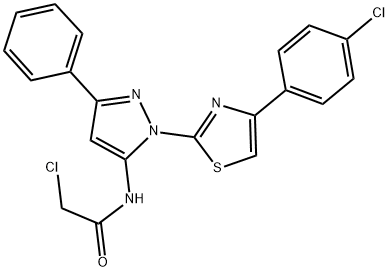 2-CHLORO-N-{1-[4-(4-CHLOROPHENYL)-1,3-THIAZOL-2-YL]-3-PHENYL-1H-PYRAZOL-5-YL}ACETAMIDE 结构式