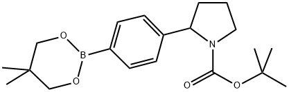 TERT-BUTYL 2-[4-(5,5-DIMETHYL-1,3,2-DIOXABORINAN-2-YL)PHENYL]PYRROLIDINE-1-CARBOXYLATE 结构式