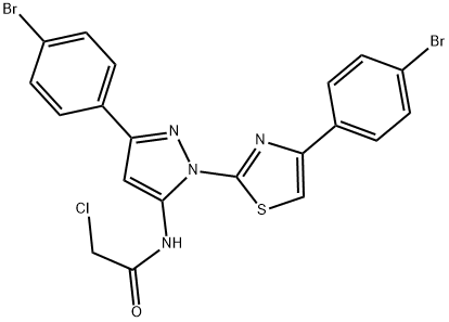 N-{3-(4-BROMOPHENYL)-1-[4-(4-BROMOPHENYL)-1,3-THIAZOL-2-YL]-1H-PYRAZOL-5-YL}-2-CHLOROACETAMIDE 结构式