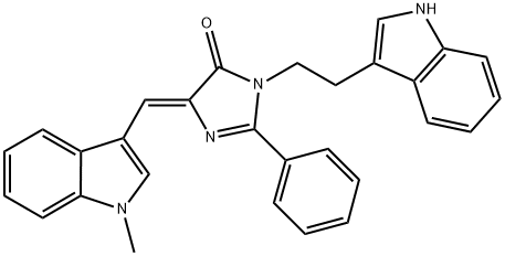 (Z)-1-(2-(1H-INDOL-3-YL)ETHYL)-4-((1-METHYL-1H-INDOL-3-YL)METHYLENE)-2-PHENYL-1H-IMIDAZOL-5(4H)-ONE 结构式