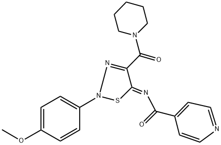 N-[(5Z)-2-(4-METHOXYPHENYL)-4-(PIPERIDIN-1-YLCARBONYL)-1,2,3-THIADIAZOL-5(2H)-YLIDENE]ISONICOTINAMIDE 结构式