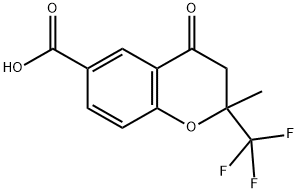 2-METHYL-4-OXO-2-(TRIFLUOROMETHYL)CHROMANE-6-CARBOXYLIC ACID 结构式