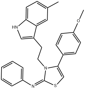 N-[(2E)-3-[2-(5-METHYL-1H-INDOL-3-YL)ETHYL]-4-(4-METHOXYPHENYL)-1,3-THIAZOL-2(3H)-YLIDENE]-N-PHENYLAMINE 结构式