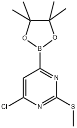 2-METHYLTHIO-6-CHLOROPYRIMIDINE-4-BORONIC ACID PINACOL ESTER 结构式