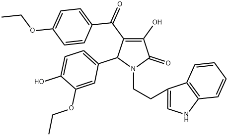 1-(2-(1H-INDOL-3-YL)ETHYL)-5-(3-ETHOXY-4-HYDROXYPHENYL)-4-(4-ETHOXYBENZOYL)-3-HYDROXY-1H-PYRROL-2(5H)-ONE 结构式