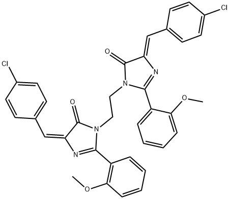 (E)-4-(4-CHLOROBENZYLIDENE)-1-(2-((Z)-4-(4-CHLOROBENZYLIDENE)-2-(2-METHOXYPHENYL)-5-OXO-4,5-DIHYDROIMIDAZOL-1-YL)ETHYL)-2-(2-METHOXYPHENYL)-1H-IMIDAZOL-5(4H)-ONE 结构式